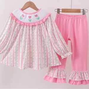 Pink Floral Kids Pajamas Set